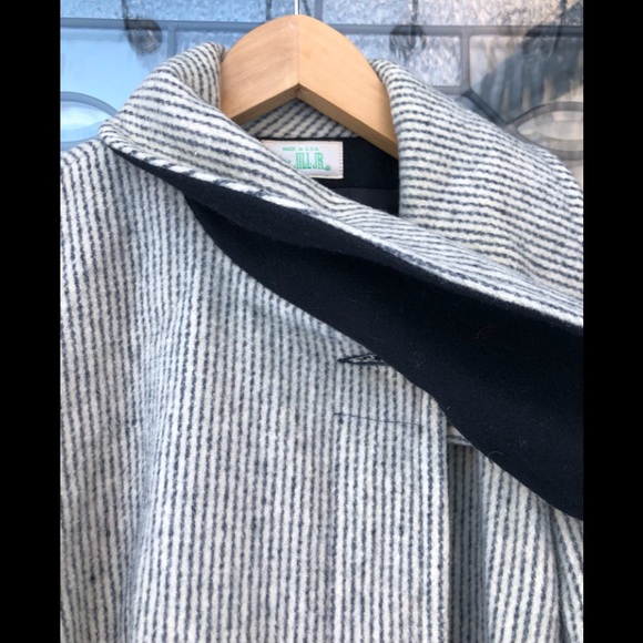 Vintage Long Coat Wrap Scarf 1960s Mod Gray Cream - Picture 5 of 7